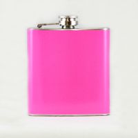 Hip Flask Holding 6 oz - Pocket Size, Stainless Steel, Rustproof, Screw-On Cap - Pink Finish