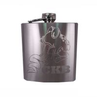 Custom Engraved Hip Flask Holding 6 oz - Stainless Steel, Rustproof, Pocket Size, Screw-On Cap - Metallic Grey Finish Ideal for Personalization