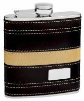 Genuine Leather Hip Flask Holding 6 oz - Pocket Size, Stainless Steel, Rustproof, Screw-On Cap