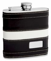 Leather Hip Flask Holding 6oz - Pocket Size, Stainless Steel, Rustproof, Screw-On Cap