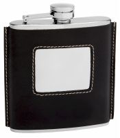 Hip Flask Holding 6 oz - Traditional 1920's Style Design - Pocket Size, Stainless Steel, Rustproof, Screw-On Cap - Black Finish Perfect for Engraving