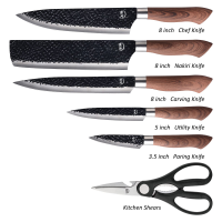 6 Pieces Kitchen Knife Set - Ultra Sharp Professional Chef Knife Set - German Steel Japanese Knife Set - Non-stick & Hammered Blade with Ergonomic Pak