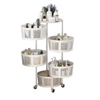 Household Storage Rotatable Kitchen Organizers Bedroom Movable Bathroom 3-5 Layers With Wheels 3-layer Stockpile Shelf