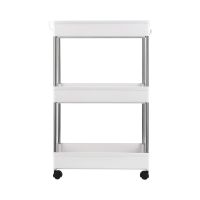 3-Tier Slide Out Storage Cart Rolling Utility Cart Storage Shelf Rack Mobile Storage Organizer Shelving for Office, Kitchen, Bedroom, Bathroom, Laundr