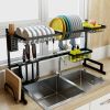 Stainless Steel Over Sink Dish Drying Rack Drainer Kitchen Cutlery Shelf 2-Tier