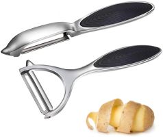 Potato, Vegetable, Apple Peelers for kitchen, Fruit, Carrot, Veggie, Potatoes Peeler, 2 Set Y-Shaped and I-Shaped Stainless Steel Peelers, with Ergono