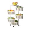 Household Storage Rotatable Kitchen Organizers Bedroom Movable Bathroom 3-5 Layers With Wheels 3-layer Stockpile Shelf