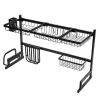 Stainless Steel Over Sink Dish Drying Rack Drainer Kitchen Cutlery Shelf 2-Tier