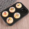 2Pcs Nonstick Cake Mold Carbon Steel Muffins DIY Bakeware 6 Cups Easy to Clean