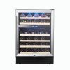 24 inch 46 Bottle Wine Cooler Cabinet Beverage Fridge Small Wine Cellar Soda Beer Counter Top Bar Quiet Operation Compressor Freestanding Clear Glass