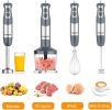 Immersion Hand Blender, FUNAVO 5-in-1 Multi-Function 12 Speed 800W Stainless Steel Handheld Stick Blender with Turbo Mode, 600ml Beaker, 500ml Choppin