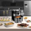 Air Fryer, Family Electric Oilless Hot Air Fryer Oven, Oilless Stainless Steel Oven with Non-Stick Basket and Rack, Touch Screen and Knob, 8 Preset Mo