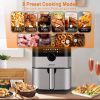 Air Fryer, Family Electric Oilless Hot Air Fryer Oven, Oilless Stainless Steel Oven with Non-Stick Basket and Rack, Touch Screen and Knob, 8 Preset Mo