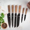 7 Pieces Kitchen Knife Set with Block - Ultra Sharp Professional Chef Knife Set with Black Non-stick Coating Blade