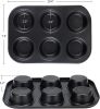 2Pcs Nonstick Cake Mold Carbon Steel Muffins DIY Bakeware 6 Cups Easy to Clean