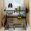 Stainless Steel Over Sink Dish Drying Rack Drainer Kitchen Cutlery Shelf 2-Tier