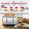 Toaster 4 Slice, Stainless Steel Extra-Wide Slot Toaster with Dual Control Panels of Bagel/Defrost/Cancel Function, 6 Toasting Bread Shade Settings, R