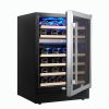 24 inch 46 Bottle Wine Cooler Cabinet Beverage Fridge Small Wine Cellar Soda Beer Counter Top Bar Quiet Operation Compressor Freestanding Clear Glass