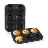 2Pcs Nonstick Cake Mold Carbon Steel Muffins DIY Bakeware 6 Cups Easy to Clean