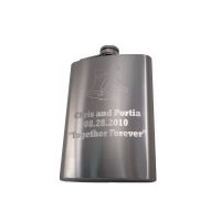 Custom Engraved Hip Flask Holding 8 oz - Metallic Grey, Stainless Steel, Leakproof, Rustproof Finish