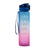 1L Tritan Water Bottle With Time Marker Bounce Cover Motivational Water Bottle Cycling Leakproof Cup For Sports Fitness Bottles (Option: Blue red gradient-1L)