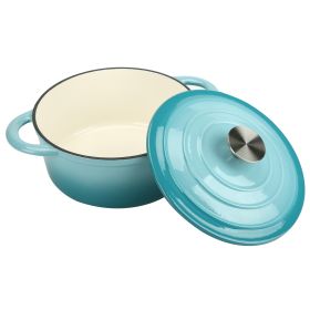 COOKWIN Enameled Cast Iron Dutch Oven with Self Basting Lid, Enamel Coated Cookware Pot 4.5QT (Color: Teal)